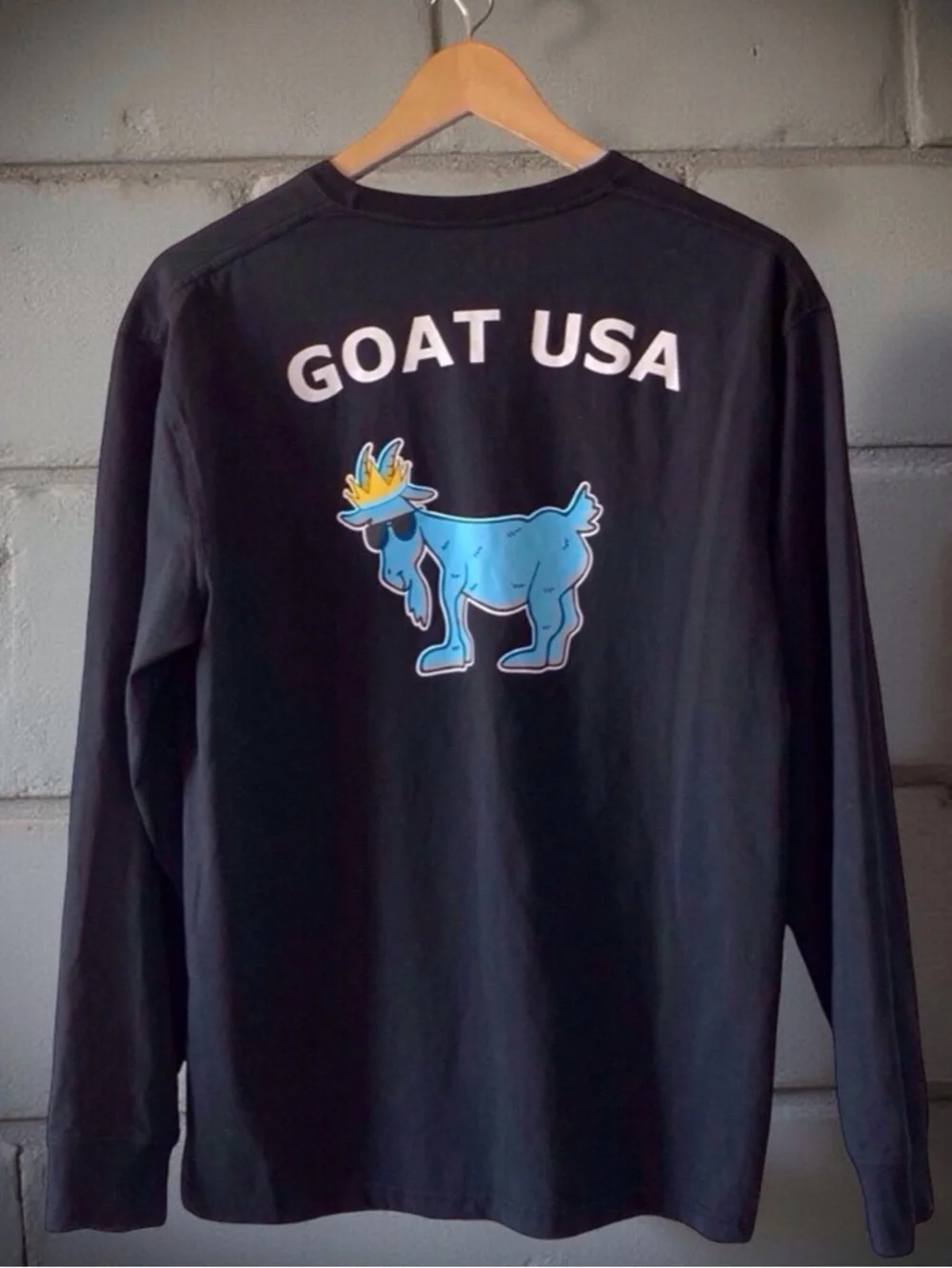 GOAT USA Long Sleeve Tee Black Goat Back Graphic Chest Logo Size M - Picture 13 of 13